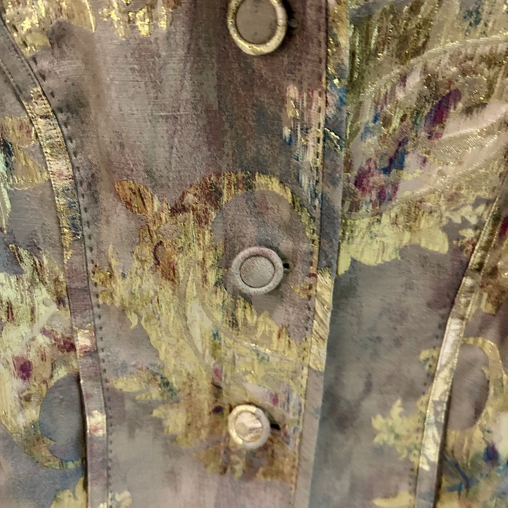 Gorgeous Chicos Jacket Metallic Gold Threading - Picture 7 of 8